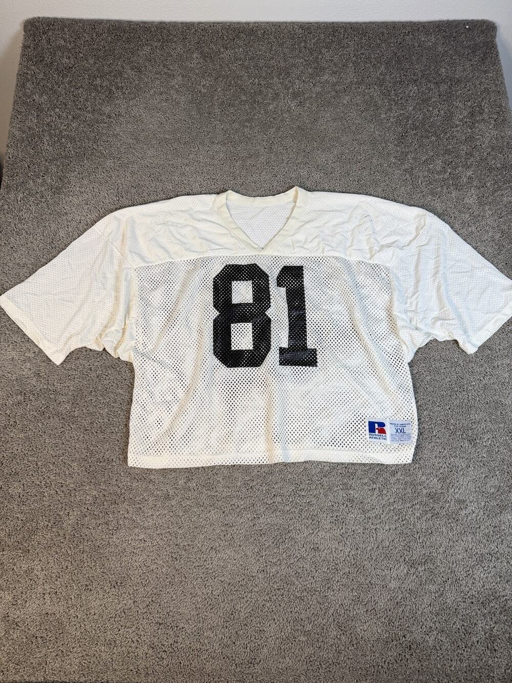 Russell Athletic Football Jersey Mens XXL White Mesh 81 100% Nylon USA